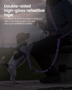 Hands Free Dog Leash, Multifunctional Crossbody Dog Leash, 5.9-9.5Ft Long Waist Belt with Car Seatbelt and Double-Sided Reflective Stitches for Medium and Large Dogs Walking, Jogging(Purple)