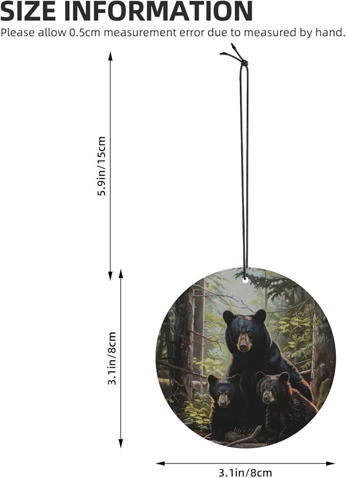 Car Air Fresheners Cards - Set of 4 Pieces with Stylish Black bear family Print - Long-Lasting Fragrance for Your Vehicle