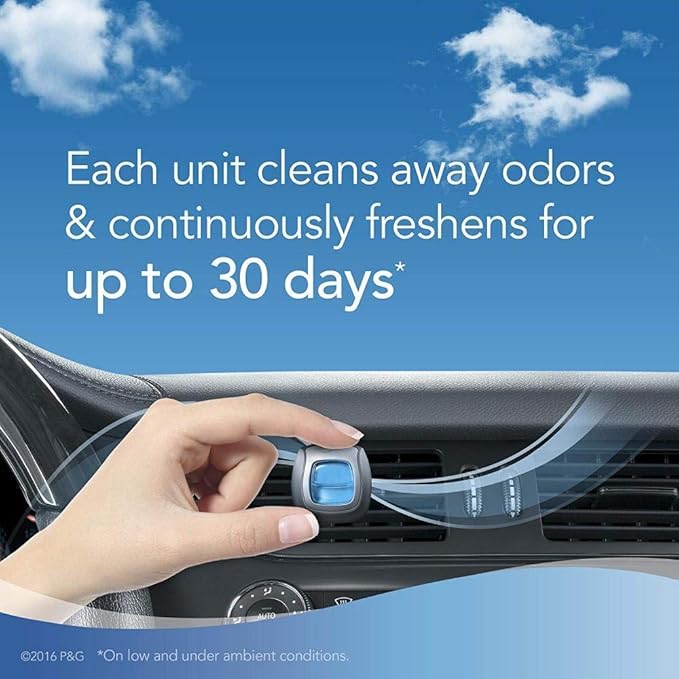 Febreze Car Air Freshener, 2 Gain Original and 2 Gain Island Fresh Scents, Odor Eliminator for Strong Odors (4 Count)