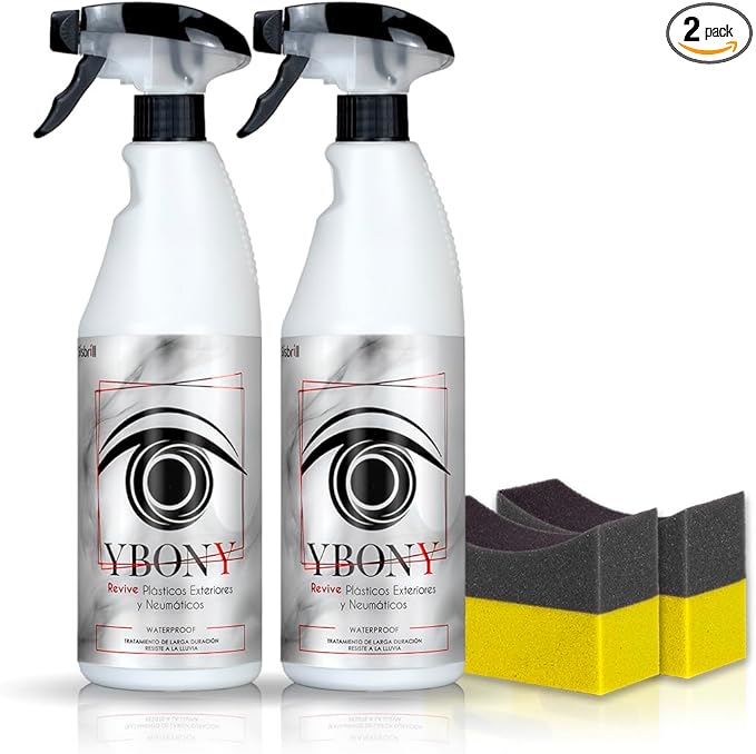 Sisbrill Ybony Plastic Restorer for Cars – Renews Faded Plastic Trim, Protects Against UV & Dirt – Pack of 2 (25 fl oz Each)