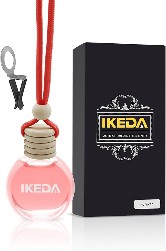 Ikeda Car Air Freshener: Hanging Car Smell Air Freshener | 10ml Hanging Car Perfume | Long Lasting Fragrance | Strong Scents Diffuser for Auto Home (Strawberry)