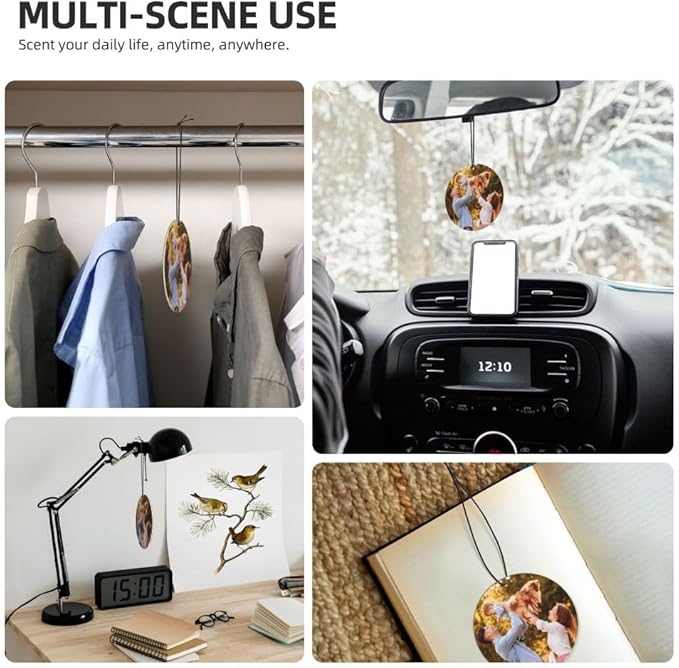 Custom Air Freshener for Car Personalized with Photo Name Air Fresheners, Car Accessories for Men, Family, Gifts, Round