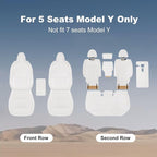 Car Seat Covers for New 2025 Tesla Model Y Juniper Nappa Leather Car Interior Seat Airbag Compatible Cushion Cover Full Set Custom Fit 2025-2026, Nappa White