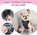 SlowTon Dog Seatbelt, 2 Pack Dog Seat Belt Car Leash Adjustable Elastic Bungee Buffer Heavy Duty Nylon Reflective Pet Safety Tether Connect to Dog Harness for Travel Riding in Vehicle (Daul Clip, PI)