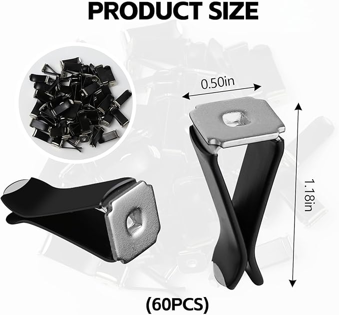Wuyaoyao 60PCS Metal Car Air Vent Clips, 9mm Square Head Car Vent Clips, Automotive Air Freshener Clips Replacement, Vehicle Air Conditioner Outlet Clips Universal for Car Office Home