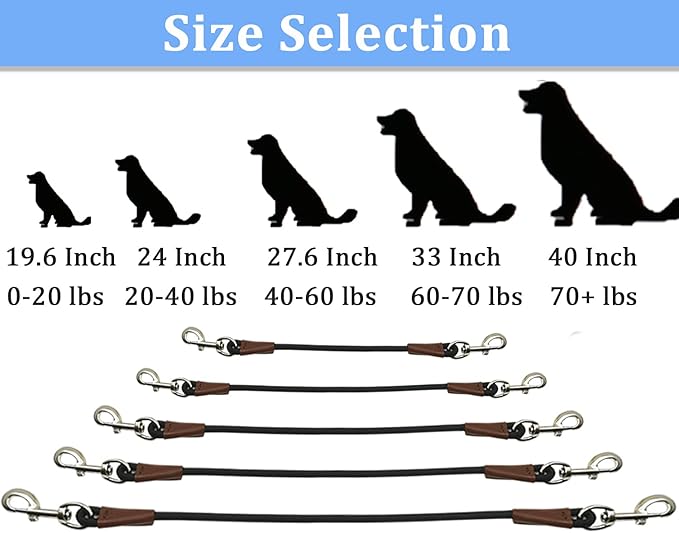 MayPaw Training Tie Down- Short Dog Tether Indoor- Strong Rope Dog Car Leash Seat Belt- 5 Sizes Vehicle Safety Restraint Lead for Small Medium Large Dogs (19.6 Inch)