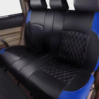 Universal Deluxe Pu Luxury Vinyl Faux Leather Car Seat Covers Full Set, Airbag Compatible, Breathable, Fit for Cars, Trucks, SUV (Black and Blue)