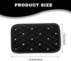 Bling Car Center Console Cover, Soft Fluffy Armrest Seat Box Cushion Pad, Crystal Diamond Arm Rest Protection Mat, Automotive Interior Decoration Accessories for Most Vehicles (Black)