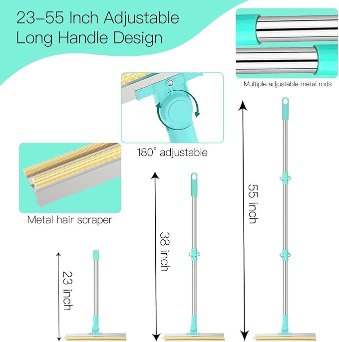 Carpet Rake for Pet Hair Removal, Upgraded 3 in 1 Reusable Dog Hair Carpet Rake Kit, Adjustable Handle for Deep Clean Dog & Cat Hair Remover, Lint Remover Scraper for Carpets, Mats, Rugs, Car&Couch