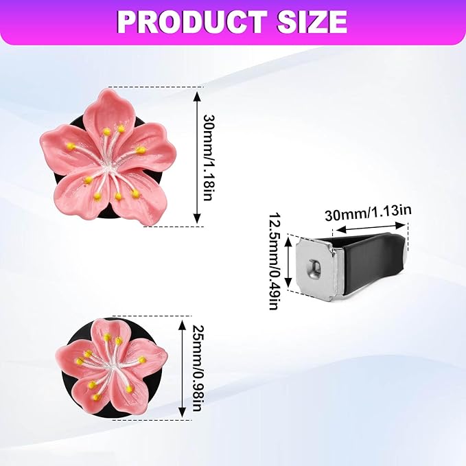 6PCS Car Cherry Blossom Vent Clips Cute Floral Scented Air Freshener Decor Pink Floral Auto Accessories for Women Aesthetic Car Interior Decorations