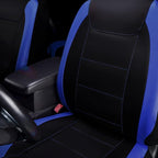 Flying Banner car seat Covers Protects Water Proof Faux Leather Carbon Fiber Front and Rear Bench (Blue Black, Full Set - 9PCS)
