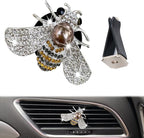 Shiny Bee Car Air Freshener Dashboard Outlet Vent Clips，Pearl Diamond Bee Car Perfume Car Air Conditioner Air Outlet Decoration Aromatherapy Clip，cute Bling Bee Charms Rhinestone Auto Interior Decorations Accessory (Silver)