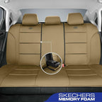 Skechers Memory Foam Car Seat Covers, Lycra Fabric Seat Covers, Seat Cover Full Set Airbag Compatible, Automotive Comfort Protection for Most Cars,Trucks, SUVs, All Brown