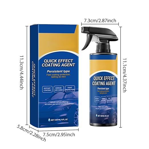 2Pcs Quick Car Coating Spray, 2025 New Quick Effect Coating Agent for Car, 120ml/4FL.0Z 3 in 1 High Protection Quick Car Coating Spray, Waterless Wash Coat Car Wax Polish Sprays