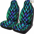 GENANY Holographic Dragon Scale Car Seat Covers Set of 2, Breathable Front Seat Covers for Truck Sedan SUV, Holographic Car Accessories, Dragon Gift for Women Men