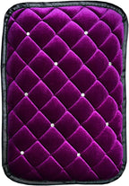 Bling Car Armrest Cover, Crystal Rhinestone Fluffy Automotive Armrest Seat Box Cushion Pad, Soft Comfortable Diamond Car Center Console Cover, Universal Vehicle Accessories (Purple)