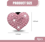 4PCS Bling Heart Air Vent Clips, Car Air Fresheners Vents Clips, Crystal Rhinestone Air Conditioning Outlet Clip, Cute Car Accessories for Women (Pink)