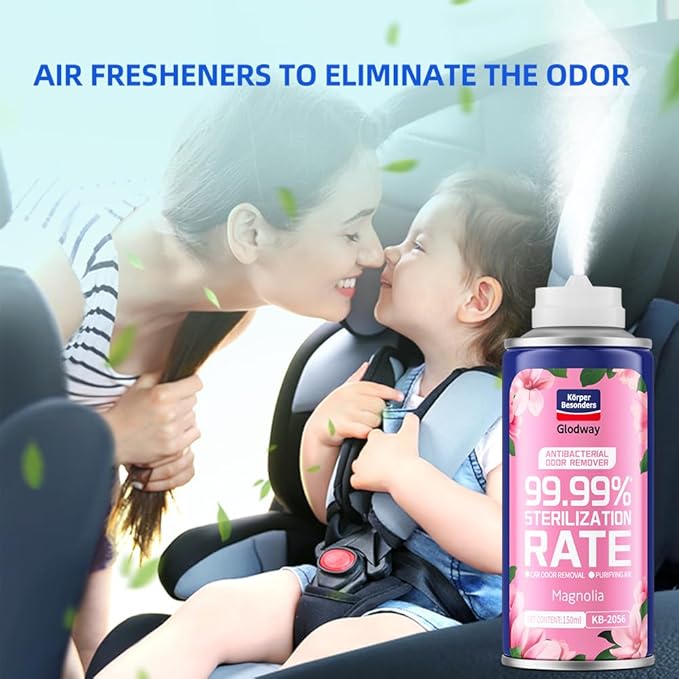 Glodway Car Air Freshener Spray,Deodorizer Odor Eliminator Remover Fogger,Long Lasting Magnolia Scent,6 Ounce(Pack of 3)