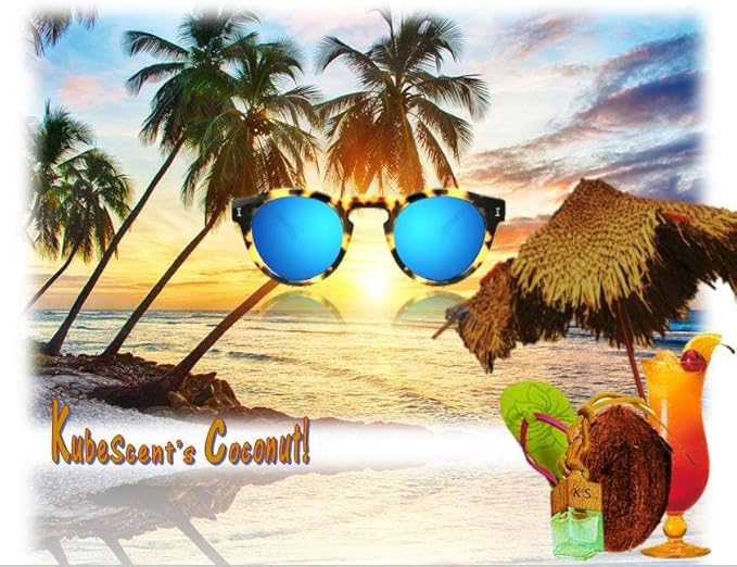 Coconut Hanging Car Air Freshener, Long-Lasting Tropical Fragrance, Premium Car Diffuser for Men, Women, and Unisex, Odor Eliminator, Luxury Car Accessory by KubeScent Air Freshener