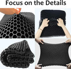 Egg Gel Seat Cushion, Breathable Gel Cushion Chair Pads with Non-Slip Cover for Home Office Car Wheelchair, Honeycomb Design Egg Seat Cushion As Seen On TV (Black)