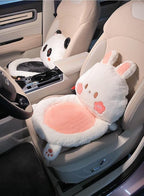 Cartoon Car Seat Cushion Lumbar Support Pillow and Neck Pillow, Cute Car Seat Pillow Headrest Pillow Back Support for Driving Fatigue Relief,for Office Chair Truck SUV (Rabbit Seat)