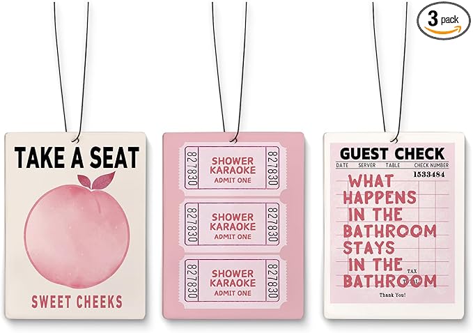 Pink Cute Funny Peach Bathroom Air Freshener,Cute Girly Stuff,Funky Y2K Pink Air Freshener Hanging 3 Pcs for Bathroom Cars Closet Drawer Books