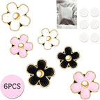 6pcs Car Air Freshener Perfume Clip, Daisy Flower Car Decoration Automotive Dashboard Outlet Air Vent Clip Decor Charm Interior Accessories for Girls Women(3 cm, 3.3 cm, Black, Pink, White)