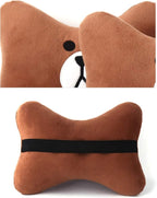 CHERISH Car Neck Pillow - 2 Pack Cute Bear Headrest Support Cushion, Soft & Comfortable Car Seat Accessory, Universal Travel Headrest for Car & Home Use (Brown)