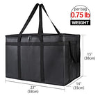 Bodaon 4-Pack Cooler Insulated Food Delivery Bag, Rideshare Delivery Bag, XXX-Large Thermal Bags for Catering/Hot Pizza, Travel/Camping/Picnic/Grocery Reusable Warmer Frozen, Black With Bottom