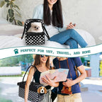 PetAmi Dog Purse Carrier for Small Dogs, Airline Approved Soft Sided Pet Carrier with Pockets, Ventilated Dog Carrying Bag for Puppy Cat, Dog Travel Supplies Bag, Sherpa Bed, Max 12 lbs, Polka Dot