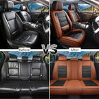 Car Seat Covers Full Set Custom Fit for Chevrolet/Chevy Blazer 2019-2026 - Premium Faux Leather with Lumbar Support, Breathable, Waterproof, Anti-Slip, Durable, Easy to Install (Black&Brown,Full Set)