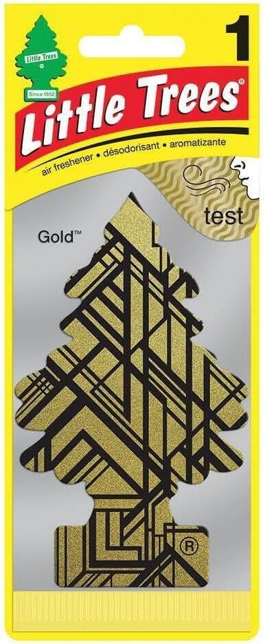 LITTLE TREES Car Air Freshener Hanging Paper Tree, Provides Long Lasting Scent for Car or Home, GOLD Multicolor