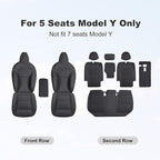 Car Seat Covers for New 2025 Tesla Model Y Juniper Nappa Leather Car Interior Seat Airbag Compatible Cushion Cover Full Set Custom Fit 2025-2026, Nappa Black