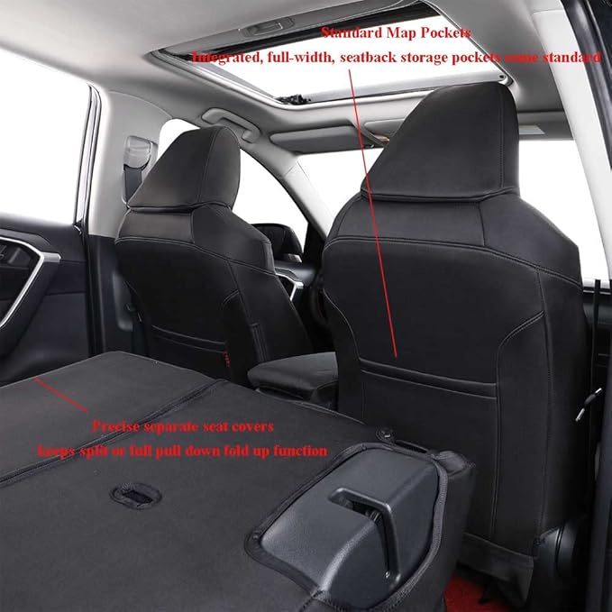 EKR Rav4 Seat Covers Custom Fit for Toyota Rav4 (Hybrid) Woodland/Limited 2026,Car Seat Cover Full Set for SUV,Neoprene(Black)