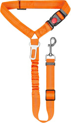 Removable Dog Seat Belt Harness for Car, 3 in 1 Pet Car Seatbelt Leash, Retractable Restraint Secures to Vehicle Headrest & Adjustable Reflective Dog Seatbelt Tether (Orange, 1pcs)