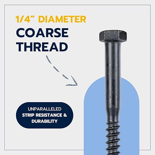 1/4 x 6 (50 Pack) Lag Screw Kit, 50 Screws and 50 Washers, Ceramic Black Ruspert Coating for Exterior Use, Meets ASTM A307 and ASME B18.2.1, Industrial/Commerical Grade by Makers Bolt