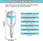 Car Humidifier, Portable Mini Aromatherapy Essential Oil Diffuser, 180-Degree Rotation Cool Mist Humidifier, Vehicle Air Freshener Diffuser with 12V Charging Port for Home Office (Blue)