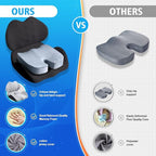 Lexeme X Large Memory Foam Seat Cushion Lumbar Support Pillow for Sciatica & Tailbone Pressure Relief Coccyx Pad for Office Chair, Car,Wheelchair,Home,Office