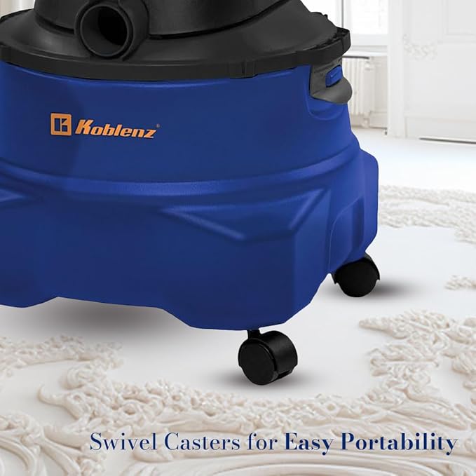 Koblenz Wet-Dry Vacuum Cleaner, 6-Gallon Tank, Superior 4.5 Peak HP Motor, Lightweight Vacuum Cleaner and Blower, Tackles Dry and Wet Messes, Accessories Included, Black+Blue (WD-6 L212)