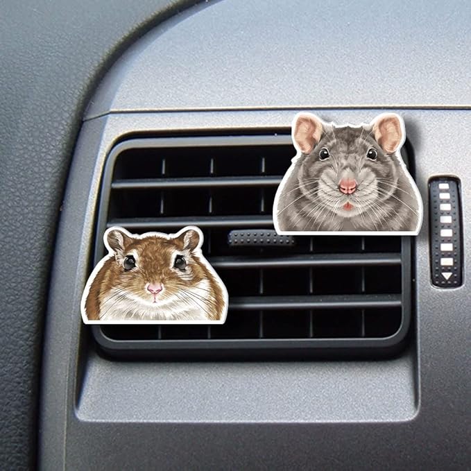 WIRESTER Set of 2 Fresh Scented Car Air Freshener Vent Clip, Decorative Accessories, Interior Decoration for Cars, Owl, Bird, Chicken, Guinea Pig, Rabbit, Dog, Cat