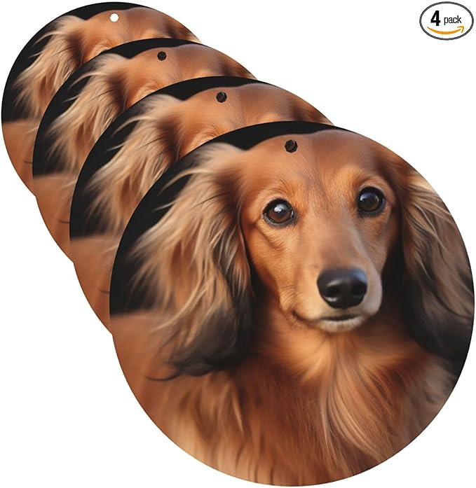 Car Air Freshener 4 Pcs Air Freshener for Car Aromatherapy Tablets Long haired Dachshund Hanging Fragrance Scented Cards Funny Scented Hanging Sheet for Bedroom Wardrobe Shoe Cabinet