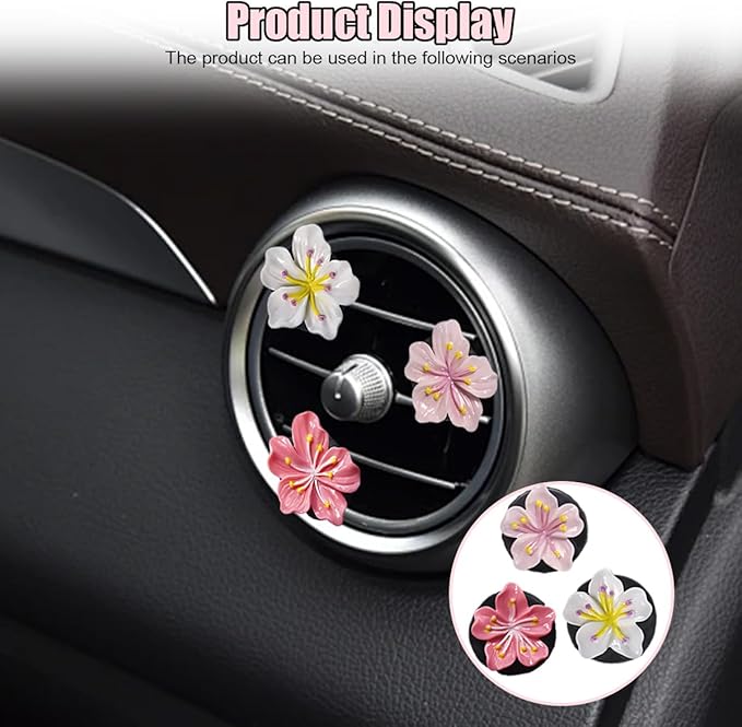 Cute Car Dashboard Air Vent Trim Clips, Hawaiian Flower Auto Air Freshener Vent Clip, Auto Air Conditioning Diffuser, Hibiscus Blossom Car Interior Accessories Decorations for Girls Women (6PCS)