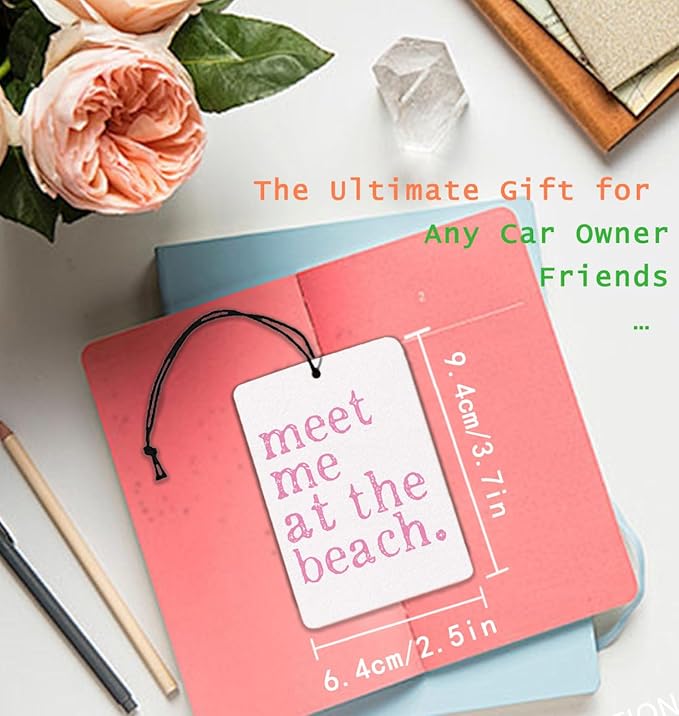 Pink Meet Me At The Beach Car Air Freshener Summer Shell Coastal Decor Car Accessories Interior Hanging 2Pcs, Preppy Beach Rear View Mirror Decor Coastal Cars Freshies for Women(Lavender)