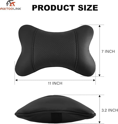 2 Pack Car Neck Pillow PU Leather Automotive Headrest Pillow for Car Support Neck Pain Relief Universal Car Pillow (Black)