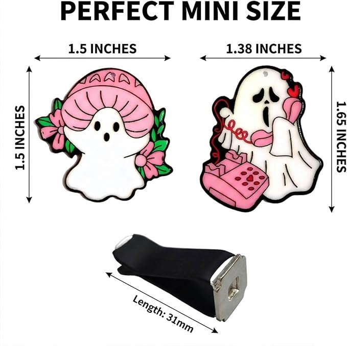 Car Air Fresheners Vent Clips Car Diffuser Vent Clip, Car Decoration Cute Car Interior Decor, Car Accessories for Women (2 Pcs Pink Halloween Ghost-C)