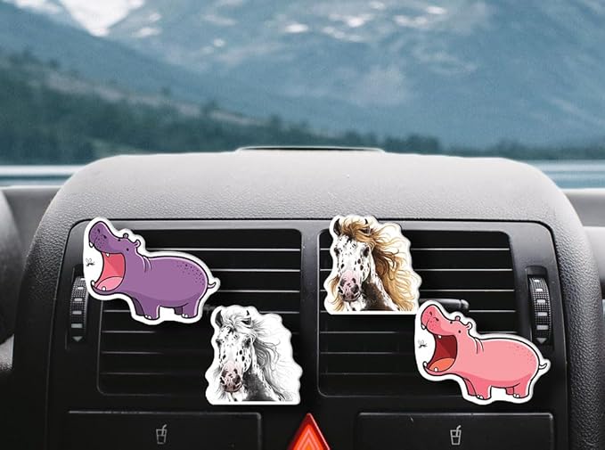 WIRESTER Set of 4 Fresh Scented Car Air Freshener Vent Clip, Decorative Accessories, Interior Decoration for Cars - Dogs, Cats, Animal