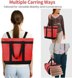 mosago 2PK Reusable Grocery Tote Bags, Insulated Cooler Shopping Bag for Women, Pizza/Food Delivery Bags to Keep Food Hot/Cold for Commercial Food Transport, Cooler Bag for Travel/Picnic, Collapsible