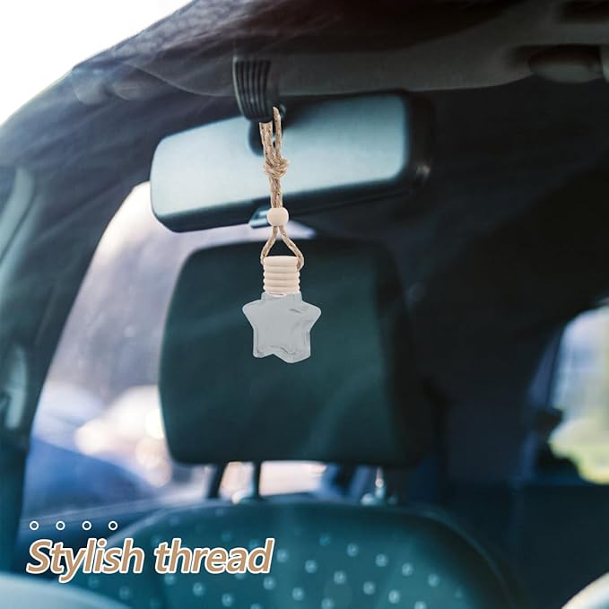 2pcs Sophisticated Star Bottle Car Hanging Perfume Refillable Empty Glass Diffuser Wedding Car Freshener Aromatherapy Glass Container