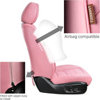 Pink Car Seat Covers Front Pair, Breathable Leather Automotive Front Seat Covers & Headrest for Comfortable Driving, Universal Auto Interior Fit for Most Kinds of Vehicles