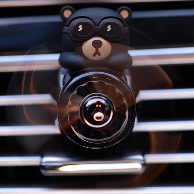 Car Air Fresheners,Cute Bear Pilot Car Diffuser Rotating Propeller Air Outlet Vent Fresheners,Aromatherapy Ornament Car Accessories